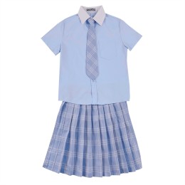 訂製白色領撞色天藍色襯衫校服外套     設計學院風空色格子裙    女英倫學院風校服套裝    學院風校服套裝生產商   SSU-007 訂製白色領撞色天藍色襯衫校服外套     設計學院風空色格子裙    女英倫學院風校服套裝    學院風校服套裝生產商   SSU-007